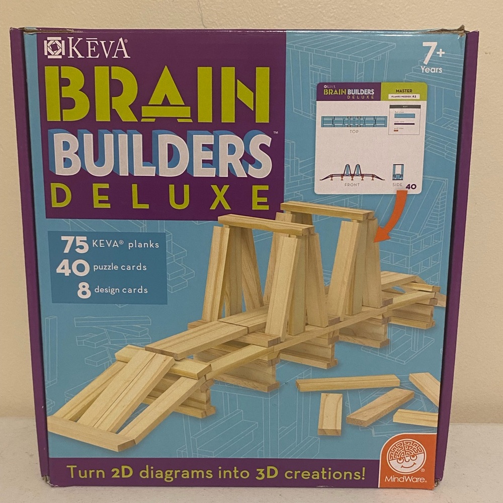 MindWare Keva Brain Builders‎ Deluxe STEM Building Toy Includes 74 KEVA Planks